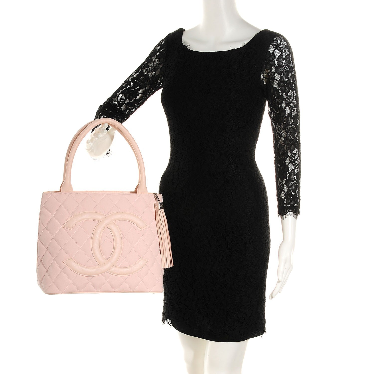 Chanel Canvas Caviar Tassel Tote Light Pink 2 of 7