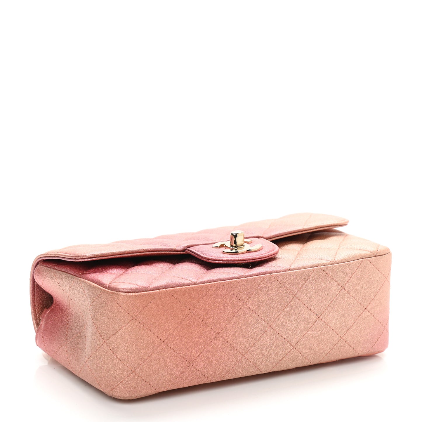 Metallic Lambskin Quilted Ombre Mini Rectangular Flap Pink