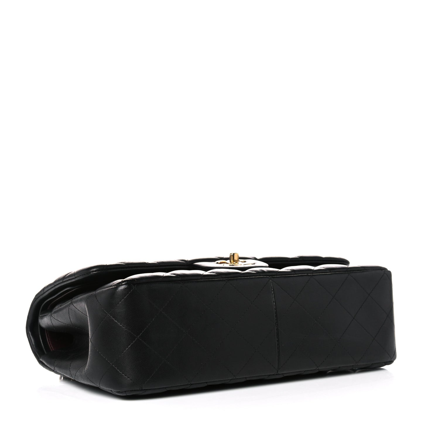 Lambskin Quilted Jumbo Double Flap Black