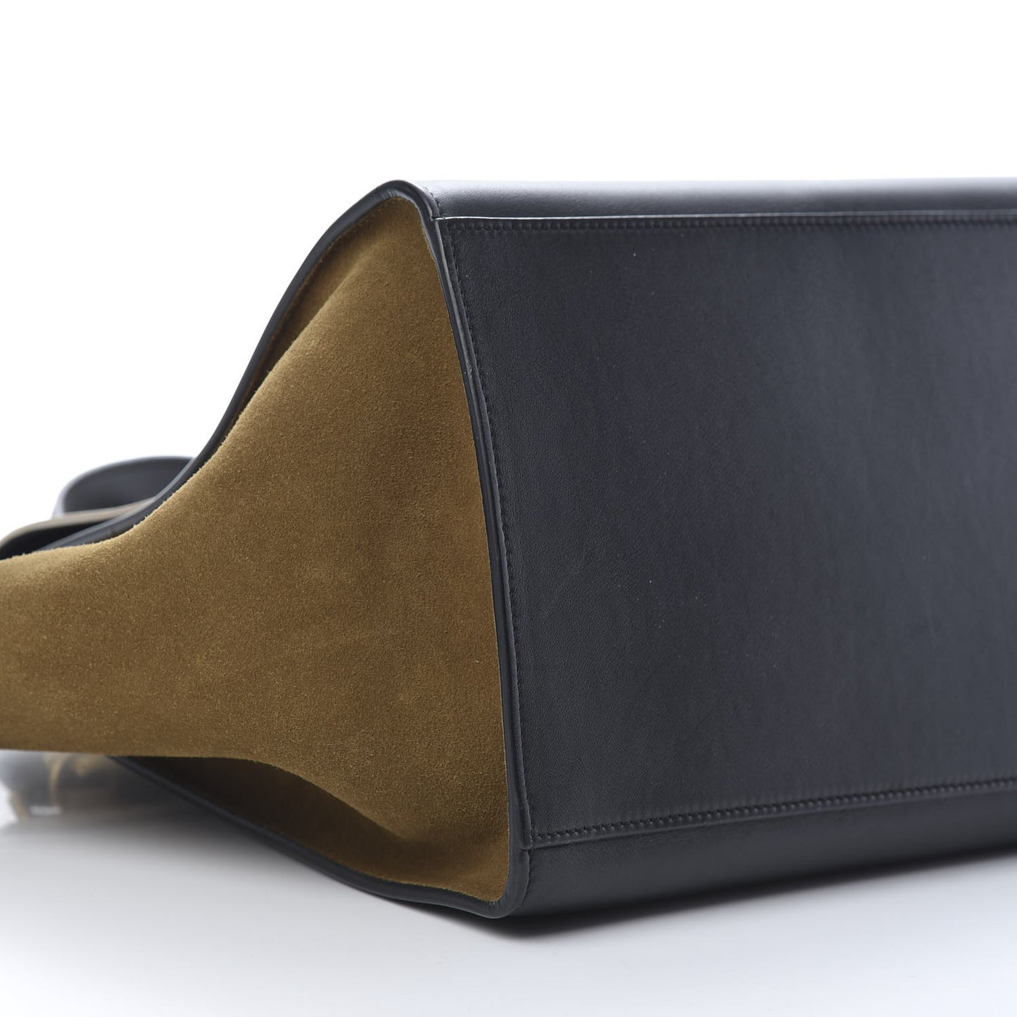 Smooth Calfskin Suede Medium Tri-Color Trapeze Cream Black Brown