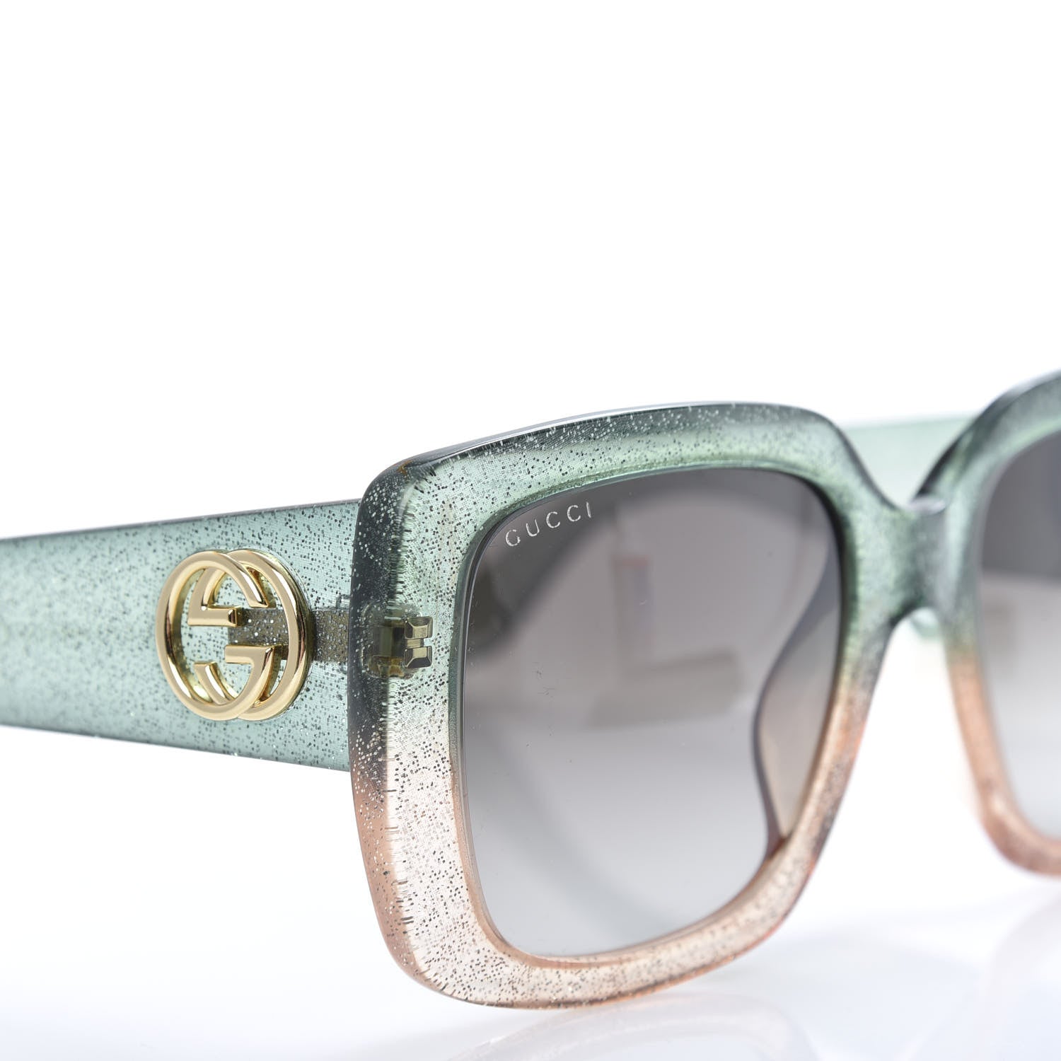 Gucci Acetate Glitter Optyl Square Sunglasses GG3837/F/S Green Pink 8 of 9