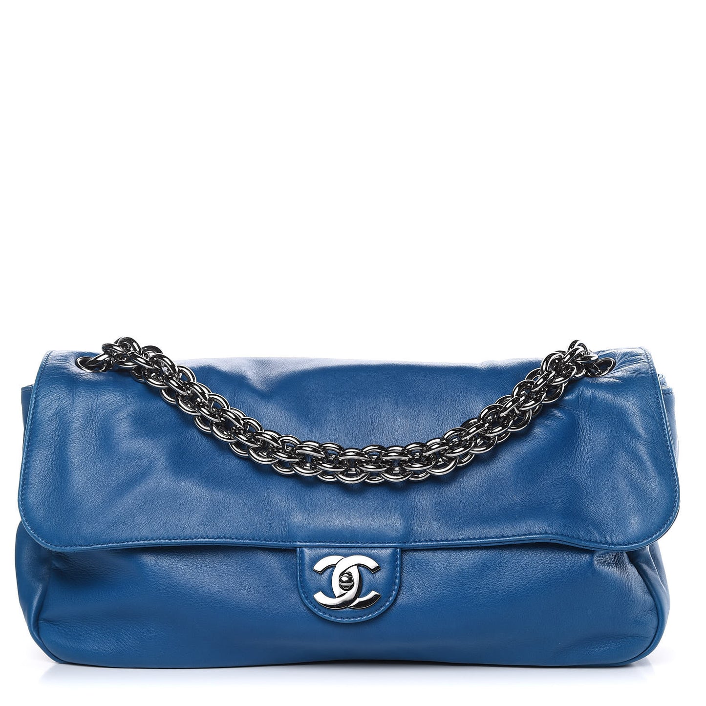 Lambskin Soft and Chain Large Flap Blue