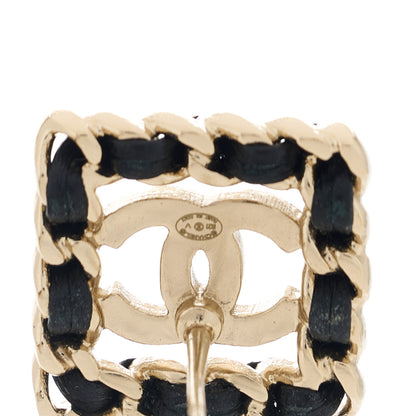 Chanel Crystal Lambskin Chain Sergeant Chanel Stud Earrings Black Gold 4 of 5