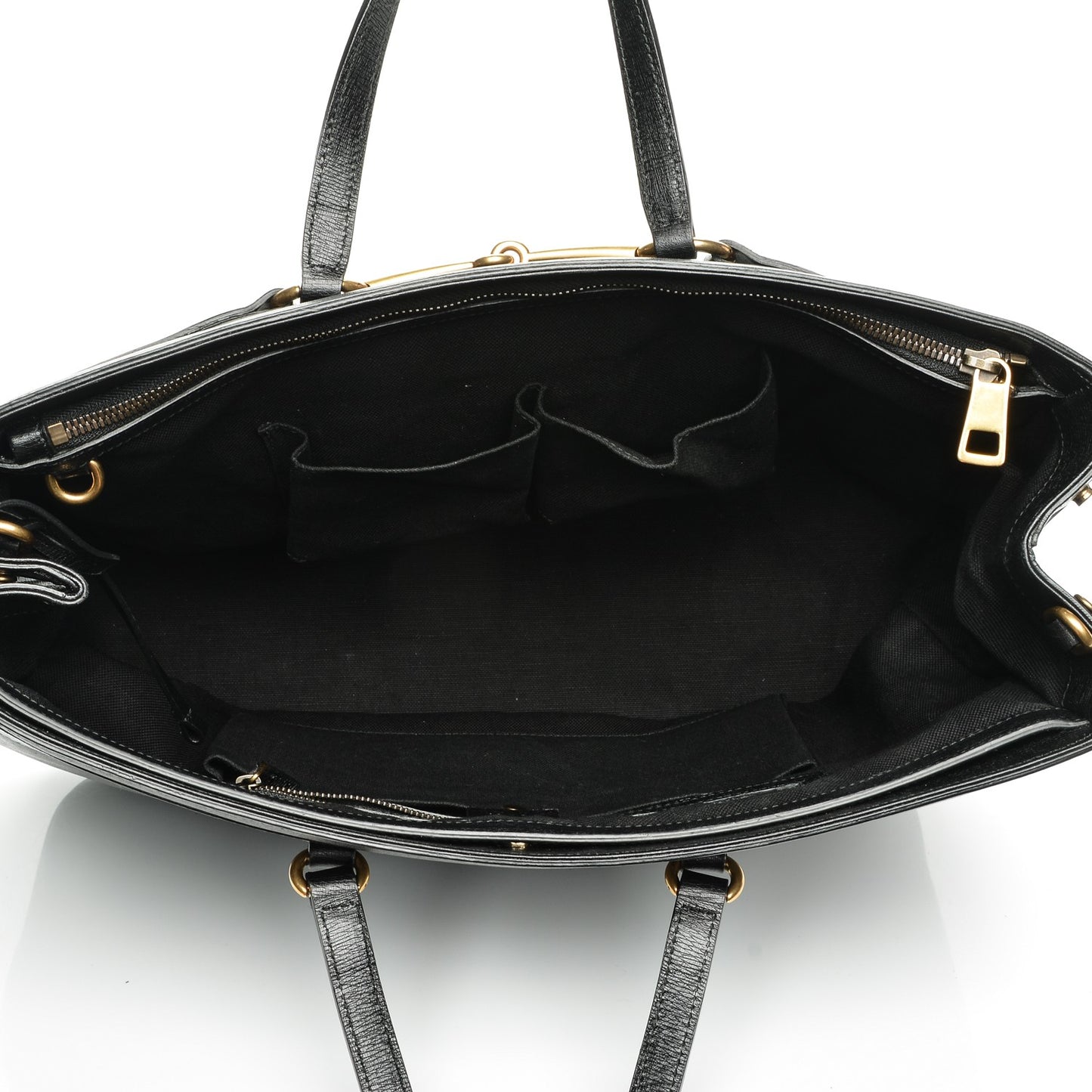 Textured Calfskin Large Bright Bit Tote Black