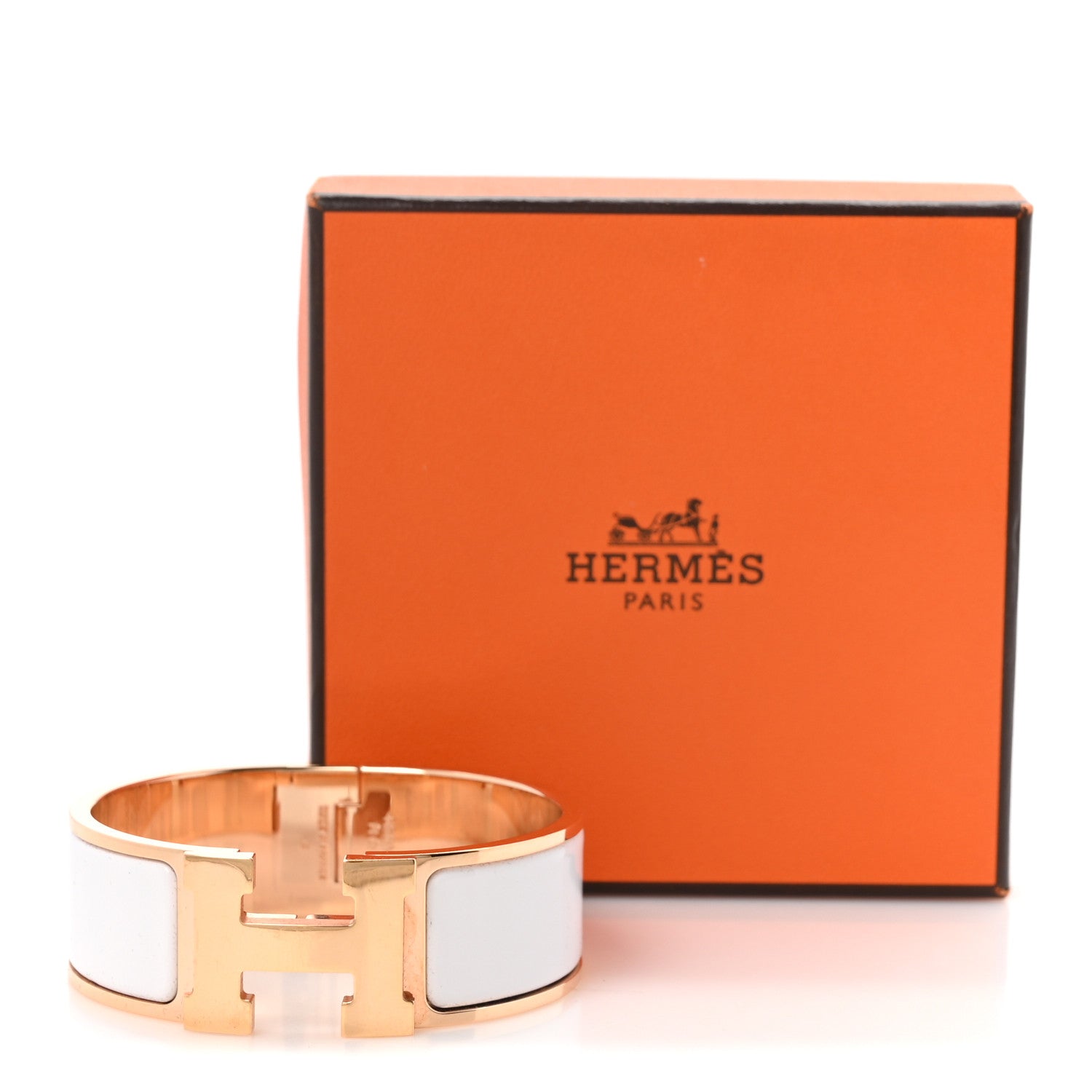 Hermes Enamel Wide Clic Clac H Bracelet GM White 5 of 5