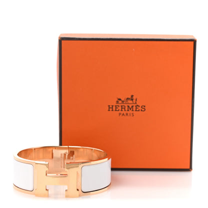 Hermes Enamel Wide Clic Clac H Bracelet GM White 5 of 5