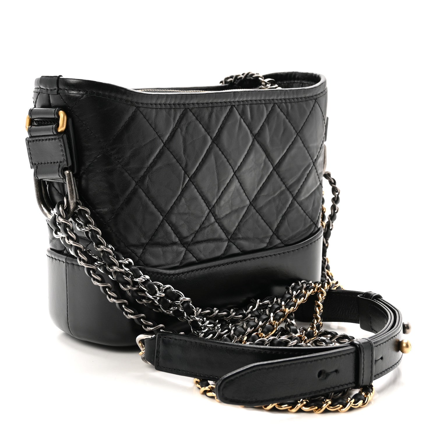 Chanel Aged Calfskin Quilted Small Gabrielle Hobo Black 3 of 9