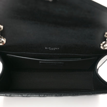 Saint Laurent Grain De Poudre Textured Mixed Matelasse Triquilt Medium Monogram Satchel Black 4 of 5