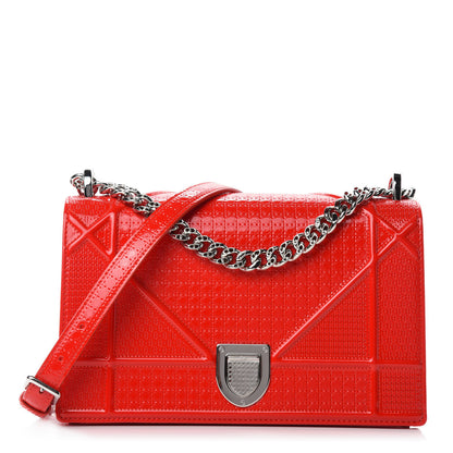 Christian Dior Patent Micro-Cannage Medium Diorama Flap Bag Red 1 of 11