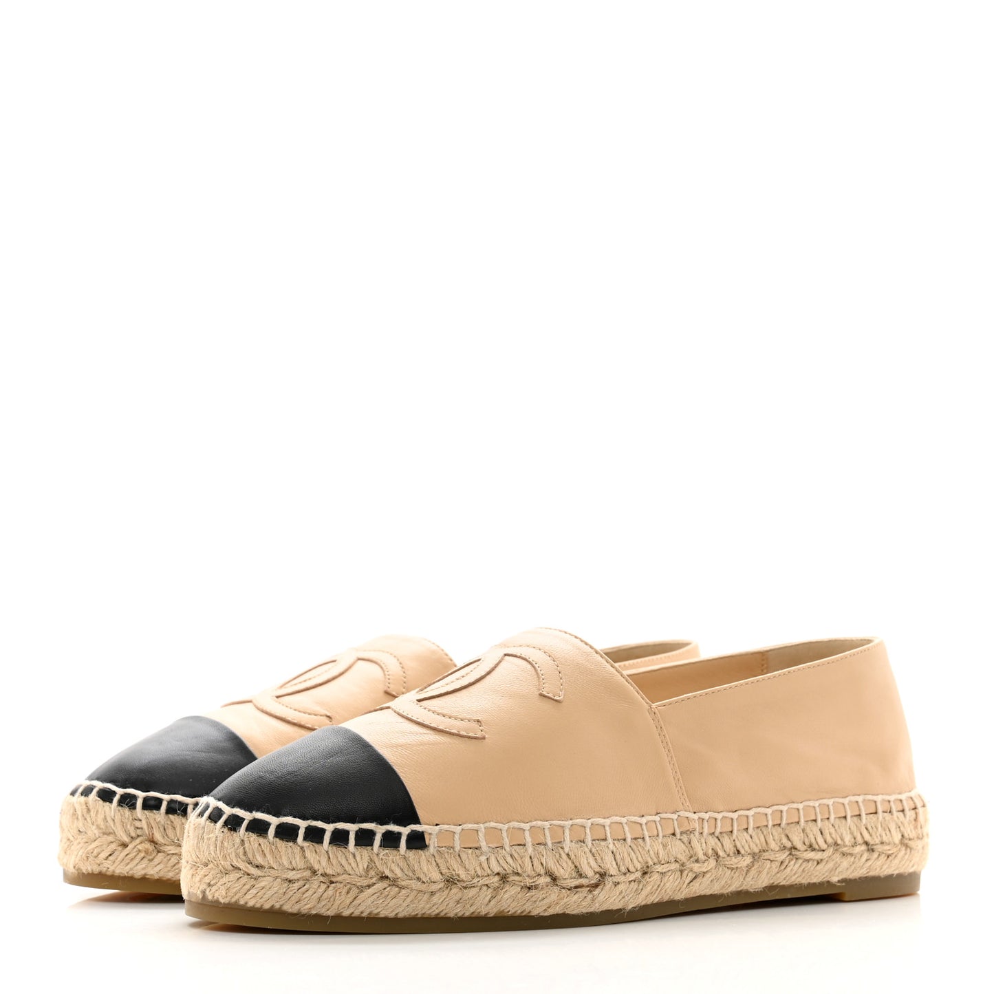 Lambskin CC Espadrilles 38 Beige Black