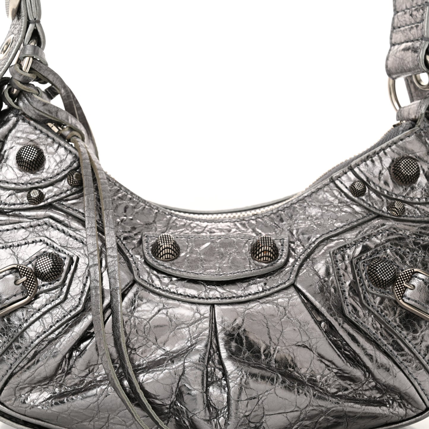 Metallic Agneau Arena Le Cagole Shoulder Bag XS Silver