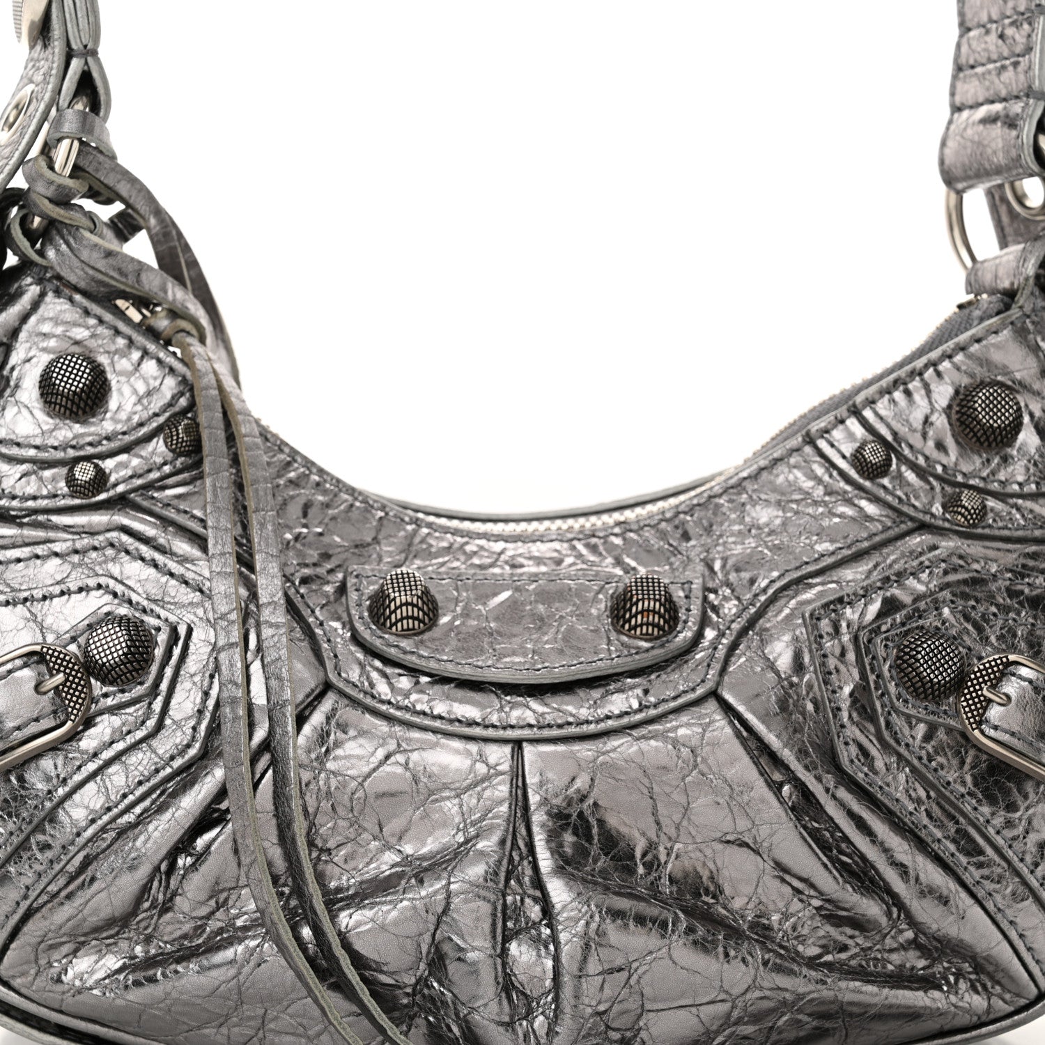 Balenciaga Metallic Agneau Arena Le Cagole Shoulder Bag XS Silver 9 of 13