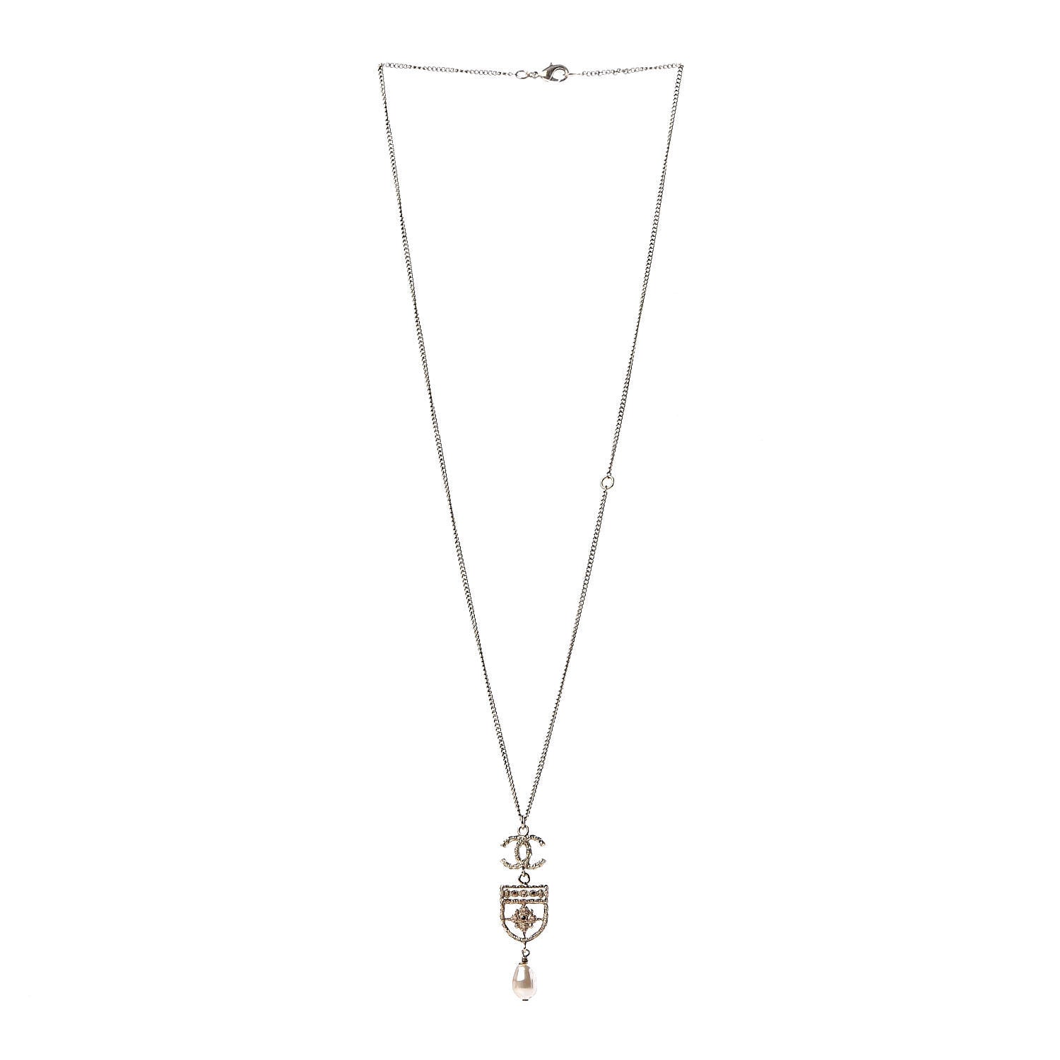 Chanel Pearl CC Drop Necklace Gold 3 of 6