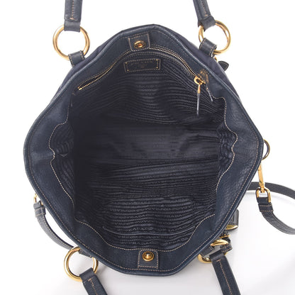 Prada Tessuto Nylon Vitello Daino Tote Blue 5 of 15