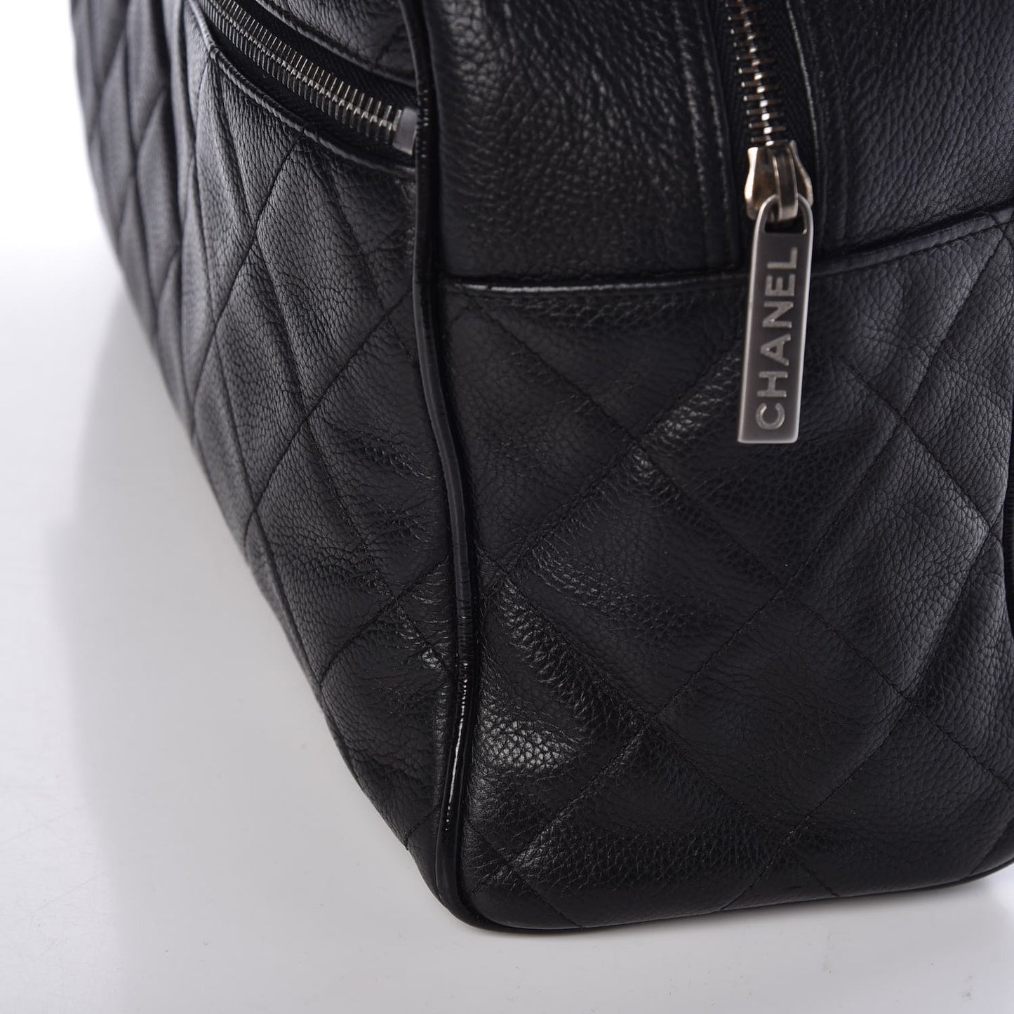 Caviar Patent Quilted Large Bowler Black