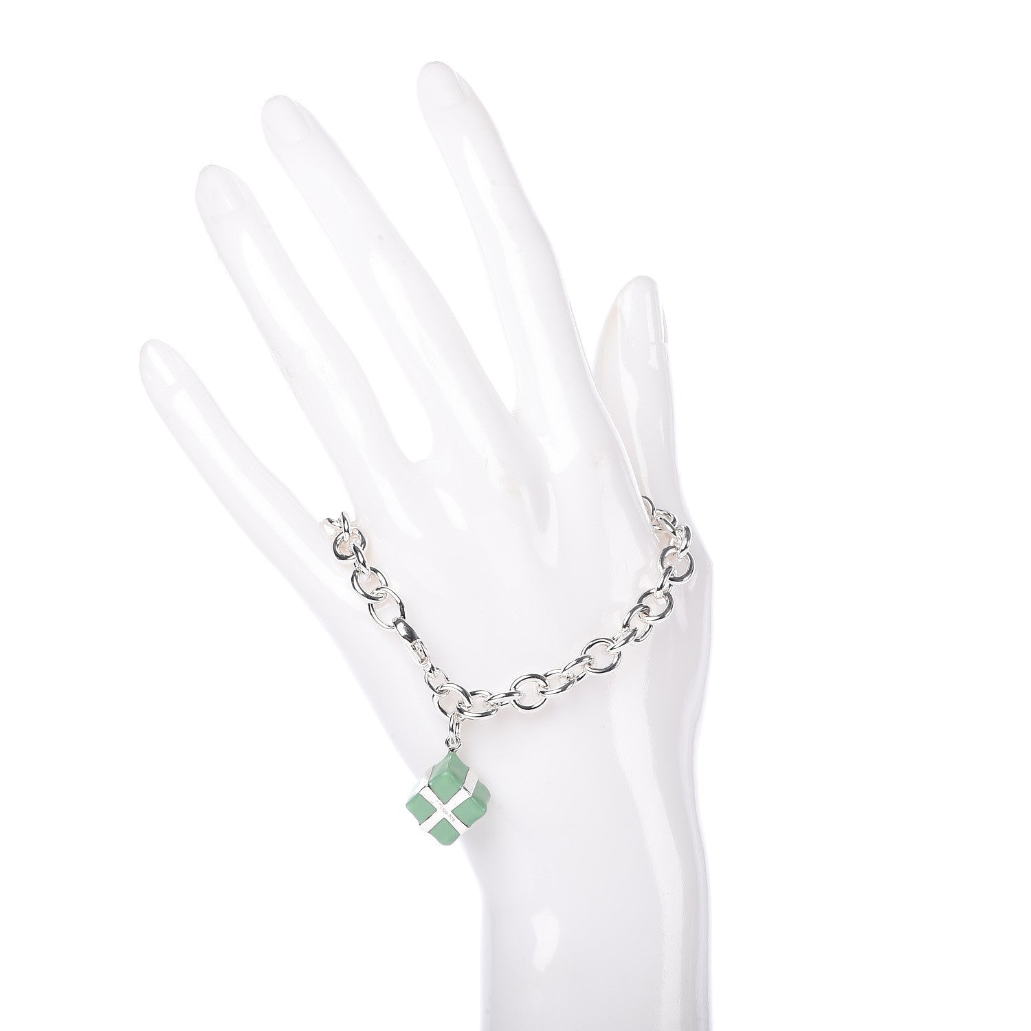 Tiffany Sterling Silver Enamel Blue Box Charm Bracelet 2 of 4