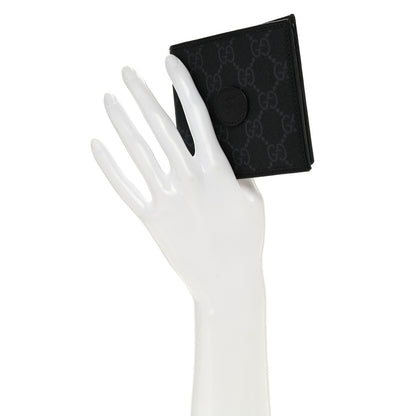 Gucci GG Supreme Monogram Azalea Calfskin Retro Interlocking G Bi-Fold Wallet Black 2 of 8