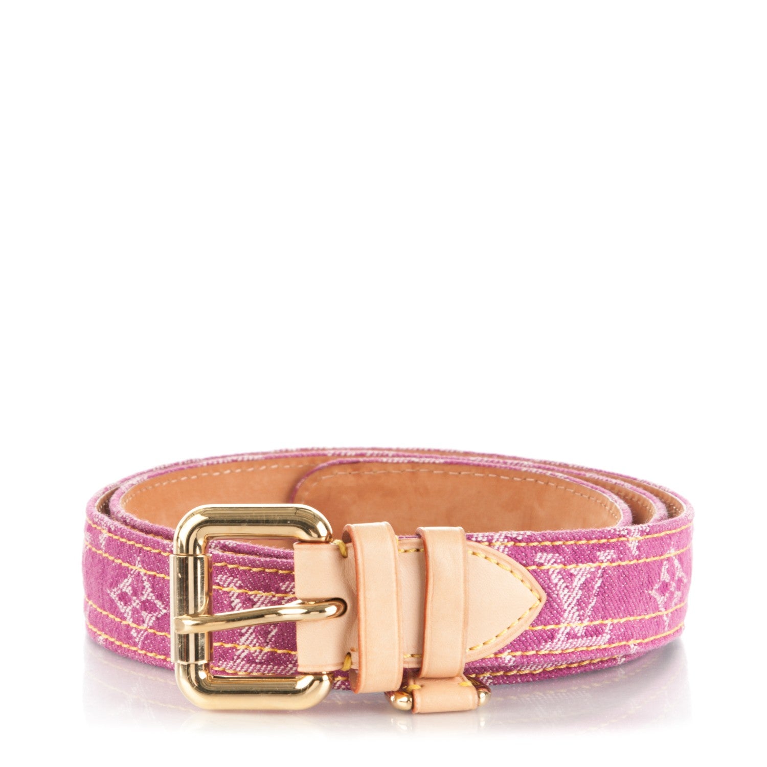 Louis Vuitton Denim Monogram Belt 90 36 Fuchsia 1 of 7