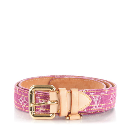 Louis Vuitton Denim Monogram Belt 90 36 Fuchsia 1 of 7