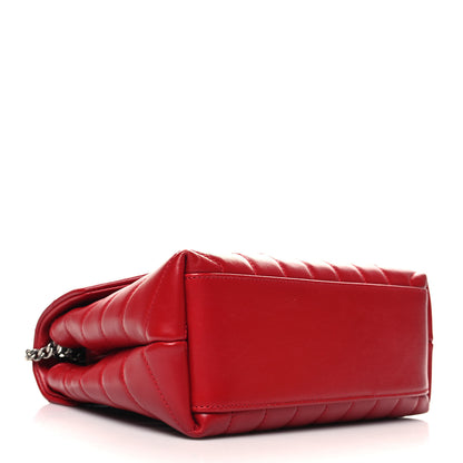 Saint Laurent Calfskin Y Quilted Monogram Small Loulou Chain Satchel Lipstick Red 4 of 12