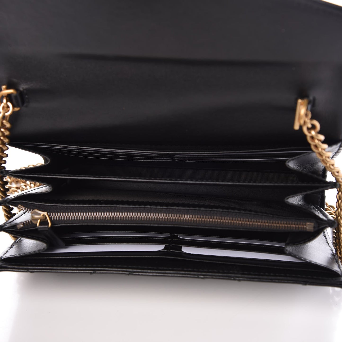 Calfskin Matelasse GG Marmont Chain Wallet Black