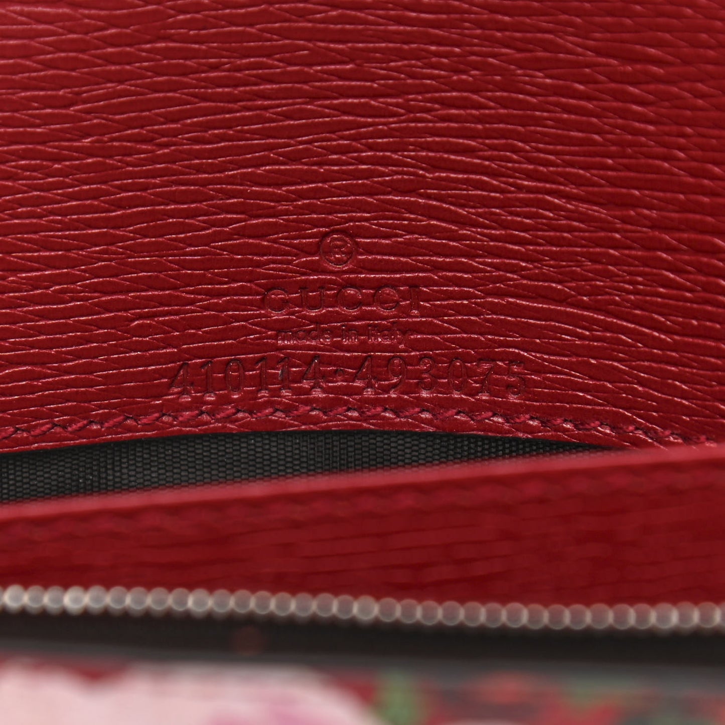 Calfskin Blooms Print Chain Wallet Romantic Cherry Multicolor