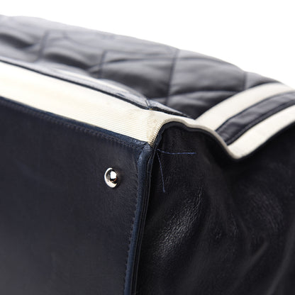 Chanel Lambskin Quilted Lido Shopping Tote Dark Navy Blue 8 of 12
