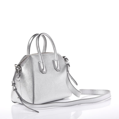 Givenchy Metallic Sugar Goatskin Mini Antigona Silver 4 of 10