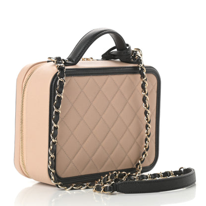 Chanel Caviar Quilted Medium CC Filigree Vanity Case Beige Black 3 of 11