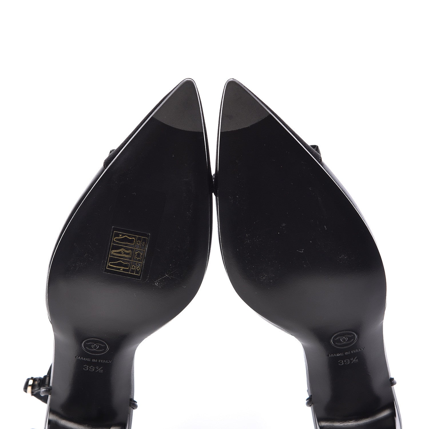 Chanel Lambskin Satin Slingback Cap Toe Bow Pumps 39.5 Black 8 of 9