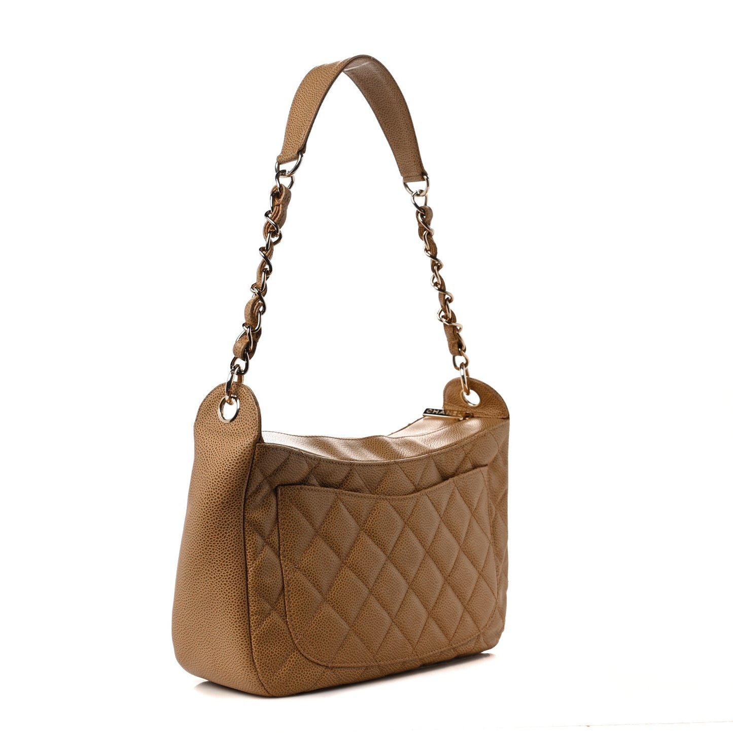 Caviar Quilted Timeless CC Shoulder Bag Beige