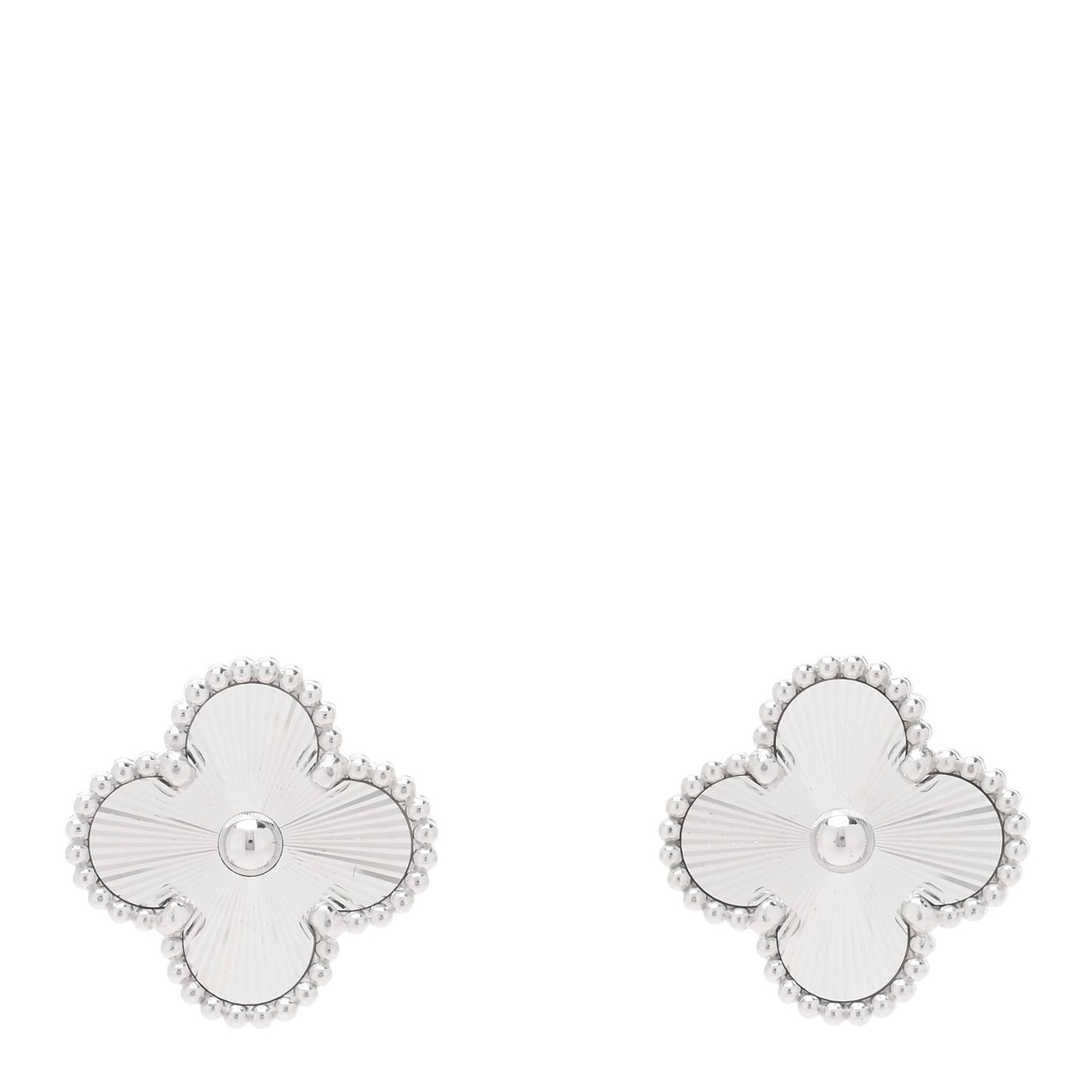18K White Gold Guilloche Vintage Alhambra Earrings