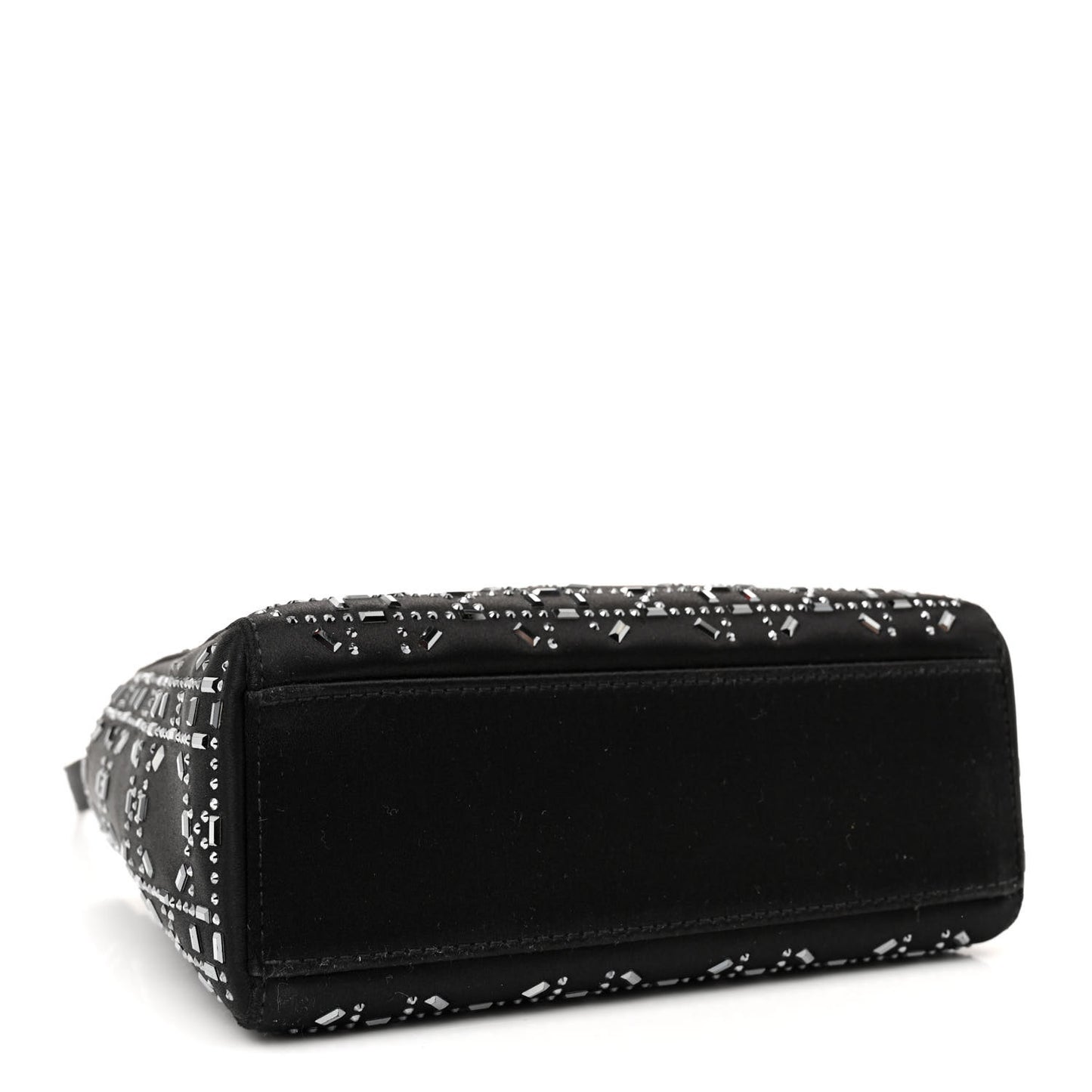 Satin Crystal Cannage Mini Lady Dior Black