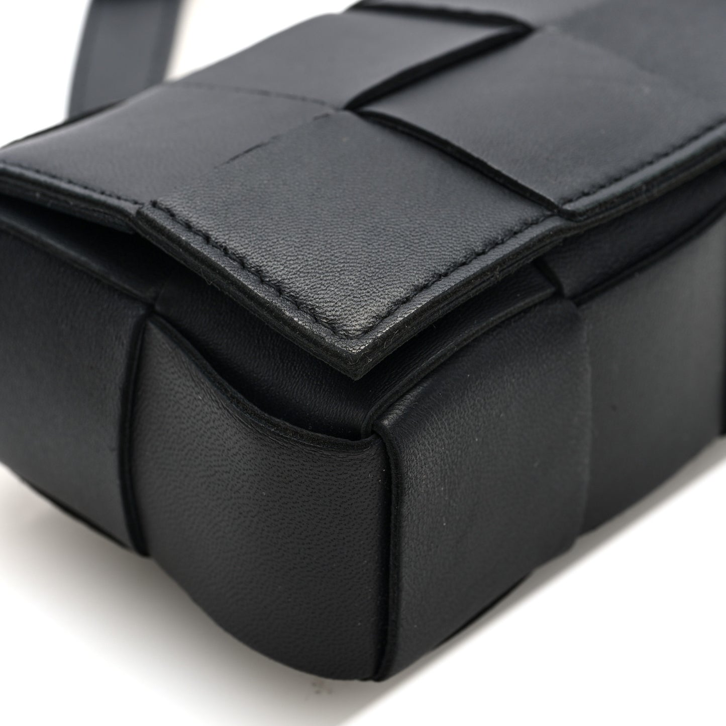 Lambskin Maxi Intrecciato Extra Mini Cassette Crossbody Bag Black