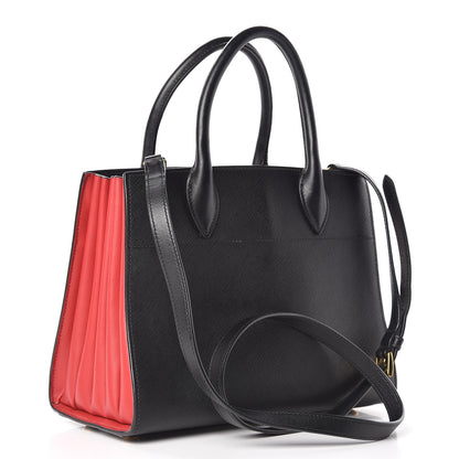 Prada Saffiano City Calfskin Small Bibliothèque Top Handle Black Fuoco 3 of 9