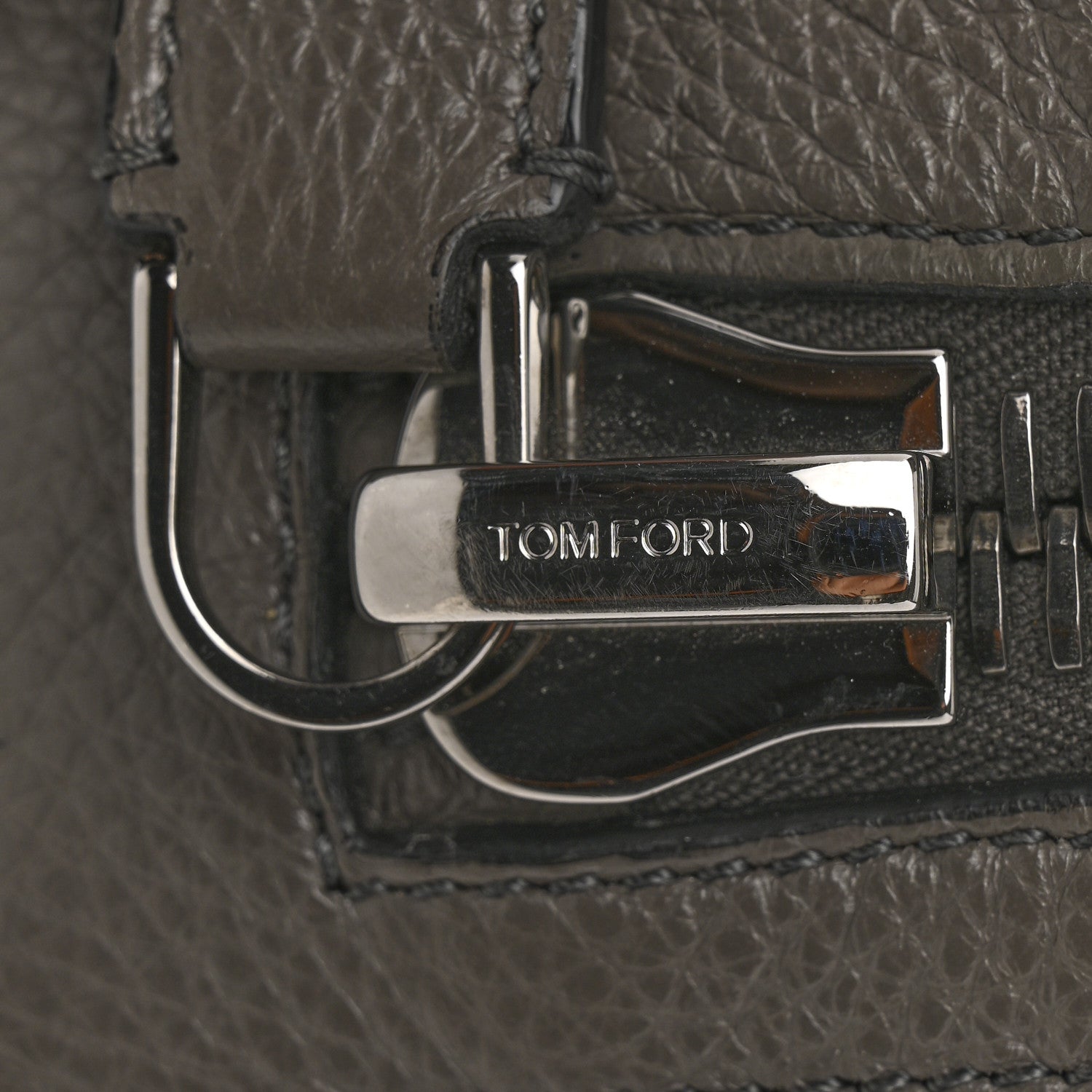 Tom Ford Pebbled Calfskin Alix Zip + Padlock Crossbody Grey 11 of 14