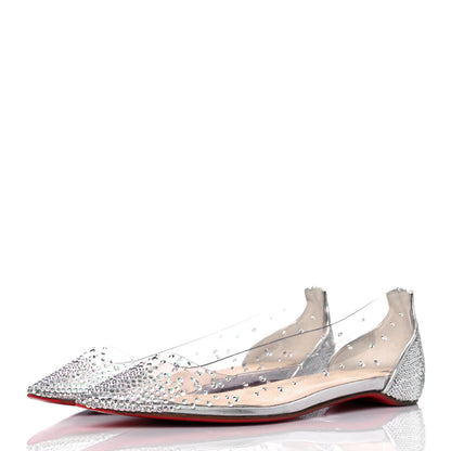Christian Louboutin PVC Paill Hotfix Degrastrass Flats 37 Silver 3 of 8