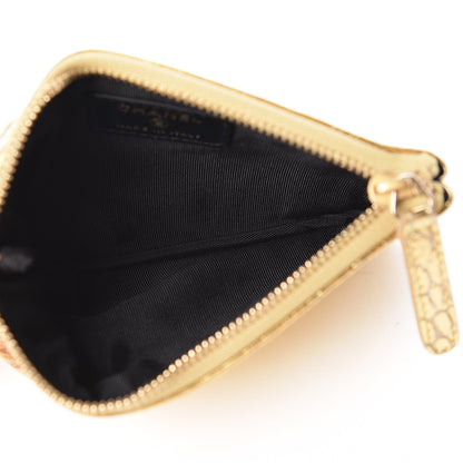 Chanel Metallic Calfskin Crocodile Embossed Cocodile Small Cosmetic Case Gold 5 of 8