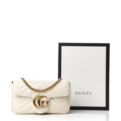 Gucci Calfskin Matelasse Super Mini GG Marmont Shoulder Bag White 11 of 11
