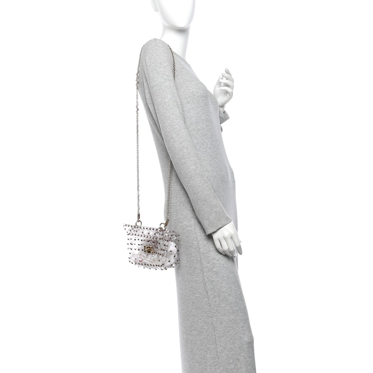 PVC Small Rockstud Spike Shoulder Bag