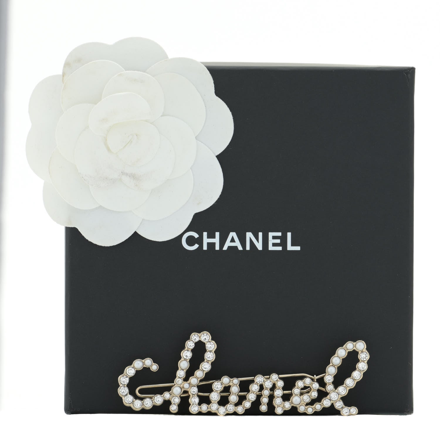 Chanel Metal Glass Swirling Pearls Hair Clip Gold 6 of 6