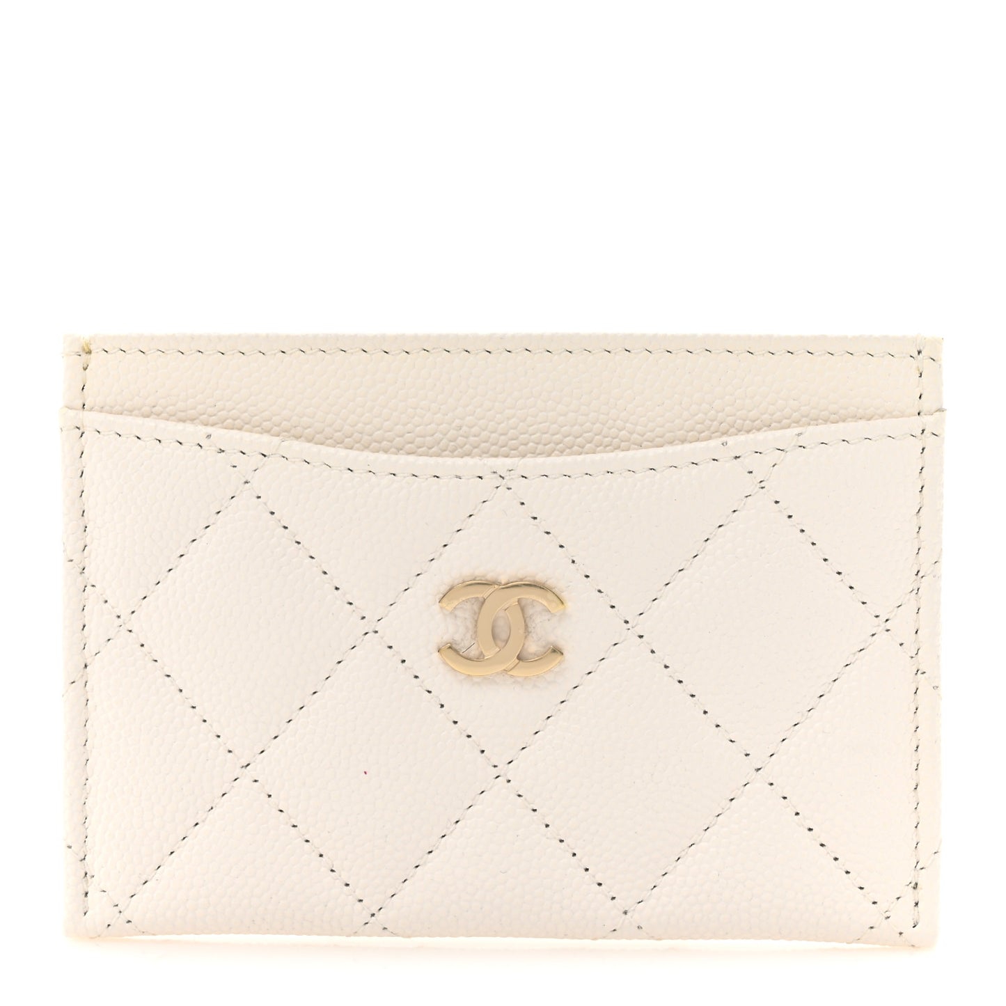 Caviar Quilted Card Holder White