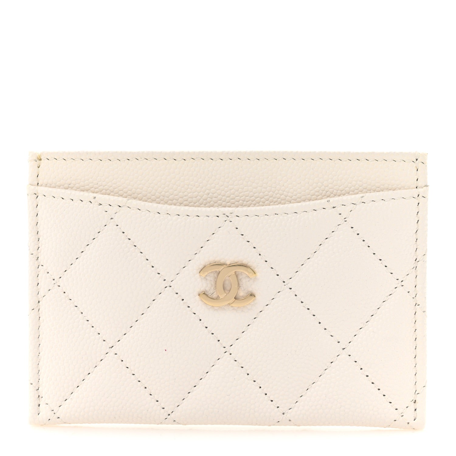 Chanel Caviar Quilted Card Holder White 1 of 9