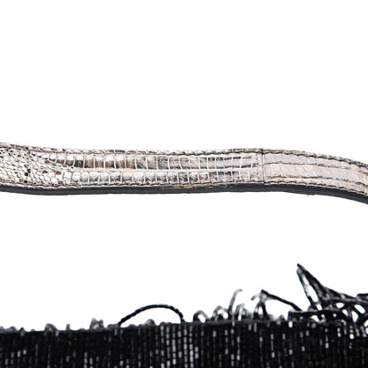 Fendi Lizard Beaded Fringe Baguette Black 11 of 13