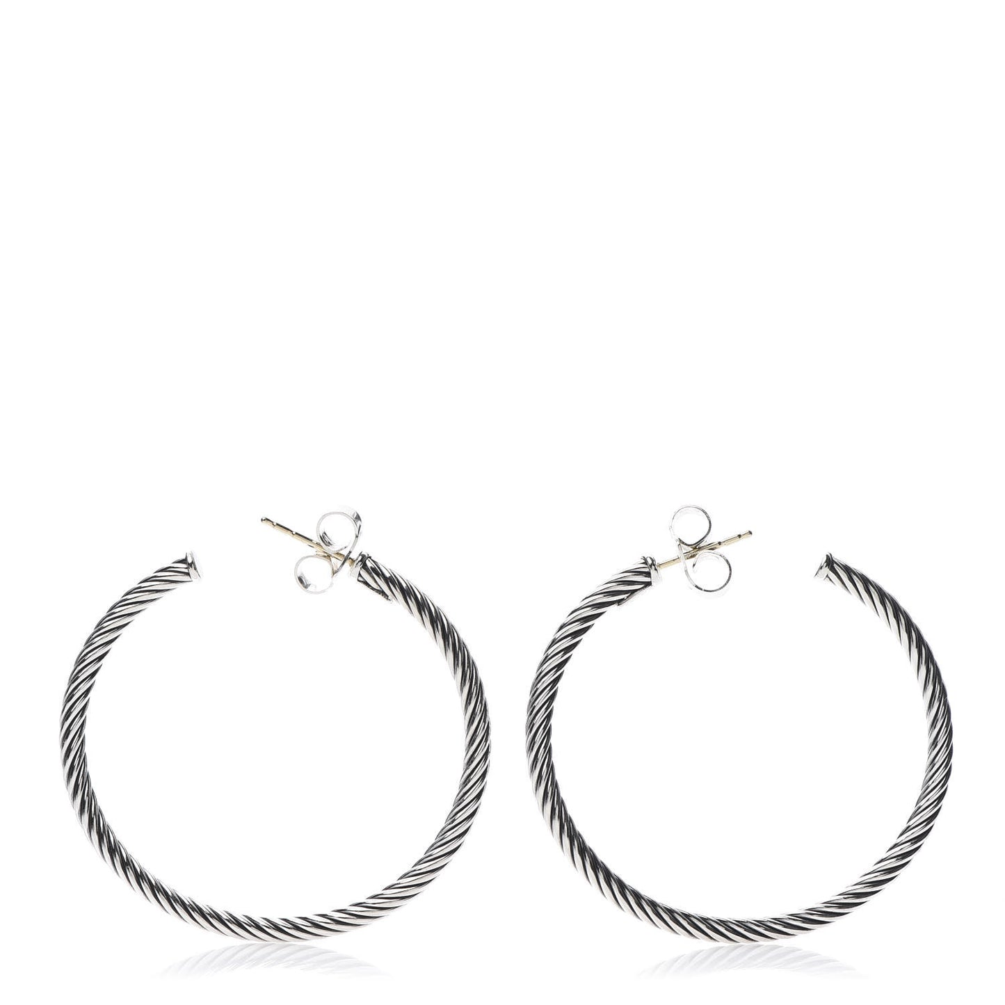 Sterling Silver 14K Yellow Gold Medium Cable Classics Hoop Earrings