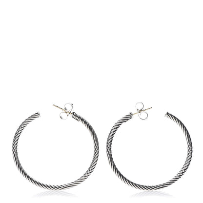 David Yurman Sterling Silver 14K Yellow Gold Medium Cable Classics Hoop Earrings 1 of 5