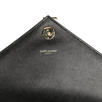 Saint Laurent Grain De Poudre Matelasse Chevron Medium Monogram Satchel Black 6 of 11