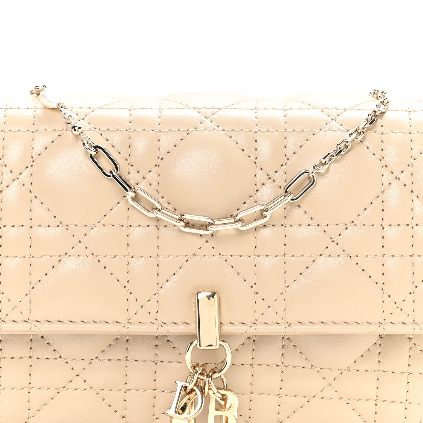 Lambskin Cannage Chain My Dior Daily Chain Pouch Powder Beige