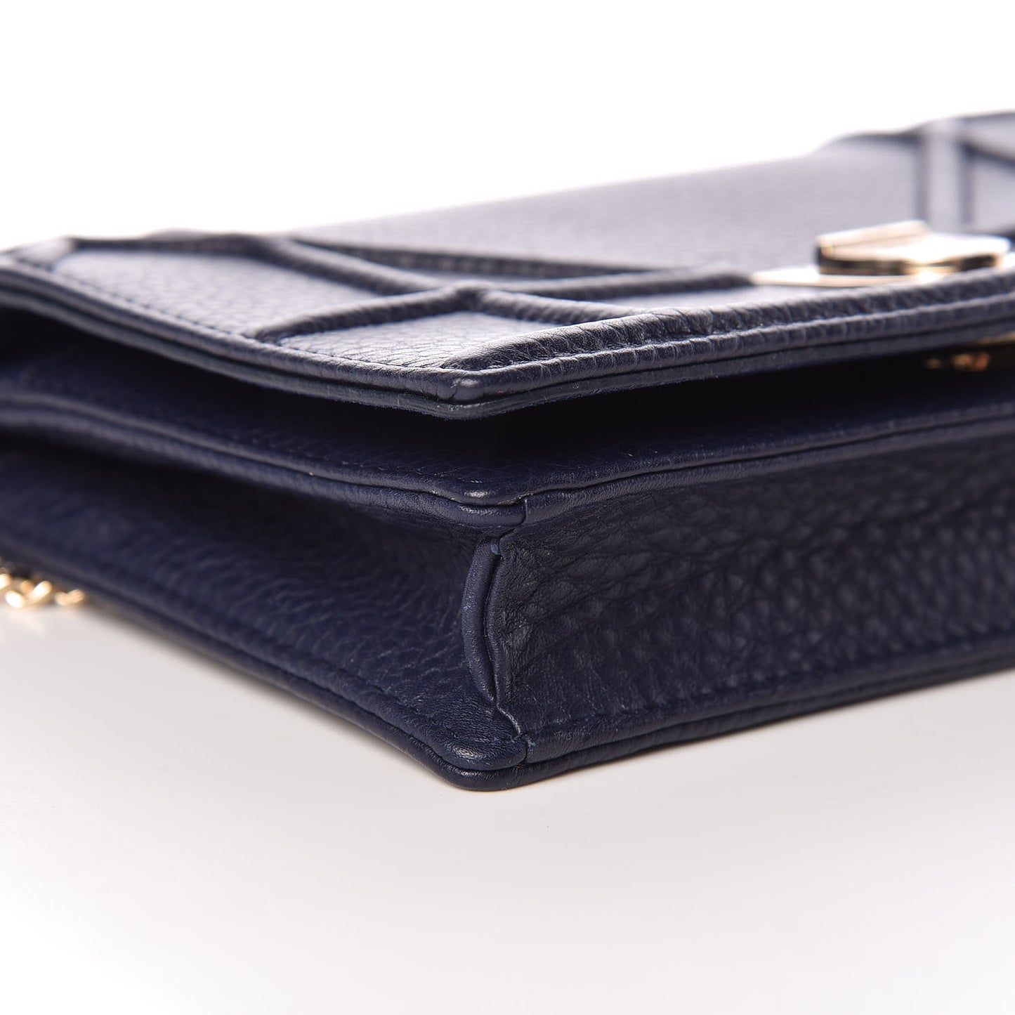 Grained Calfskin Diorama Wallet on Chain Pouch Indigo