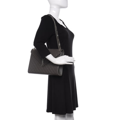 Saint Laurent Grain De Poudre Large Tri-Quilt Monogram Satchel Fog 2 of 9